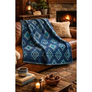 Vintage Pendleton Westland Wovens Southwestern Blanket Aztec Print Wool 54"x39"